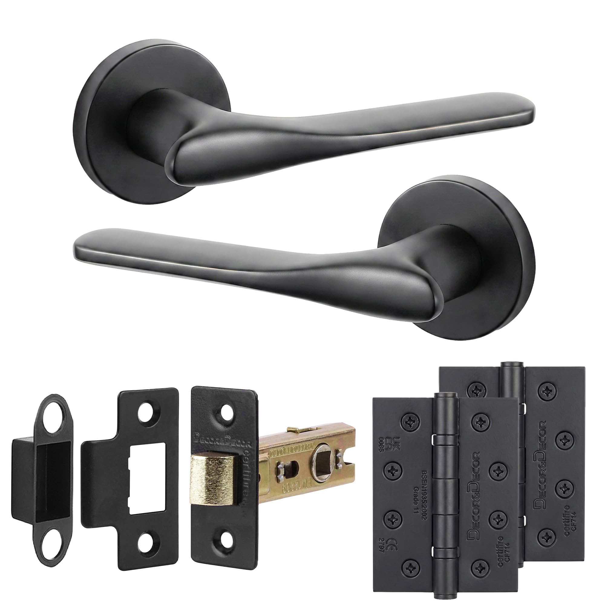 Decoranddecor Verita Matt Black Internal Door Handles, Hinge Kit 102mm — image 1
