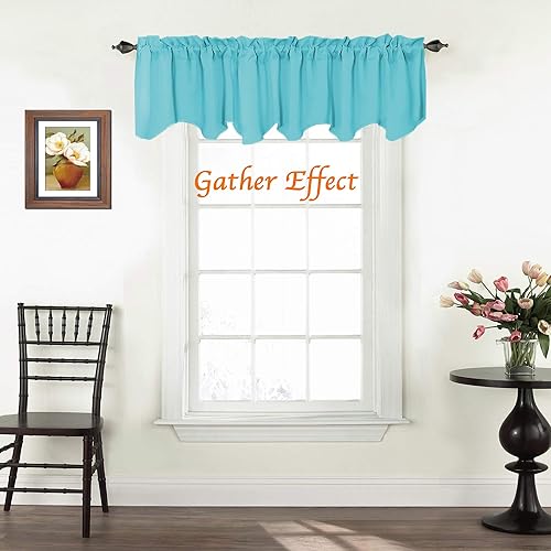 Miniatura 2 de Turquoize Cenefas de cortina opacas con bolsillo para barra, paneles de cortina pequeños para ventana de cocina, dormitorio, cuarto de baño, 52 x 18