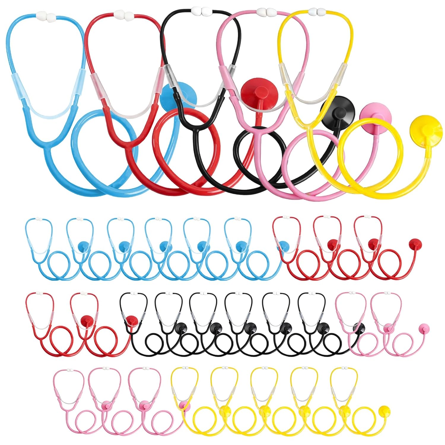 32 Pcs Kids Stethoscope Bulk Real Nurse Costume Accessories Multicolor Disposable Stethoscope for Kids School Career Day Working Nursing Doctor Pretend Party