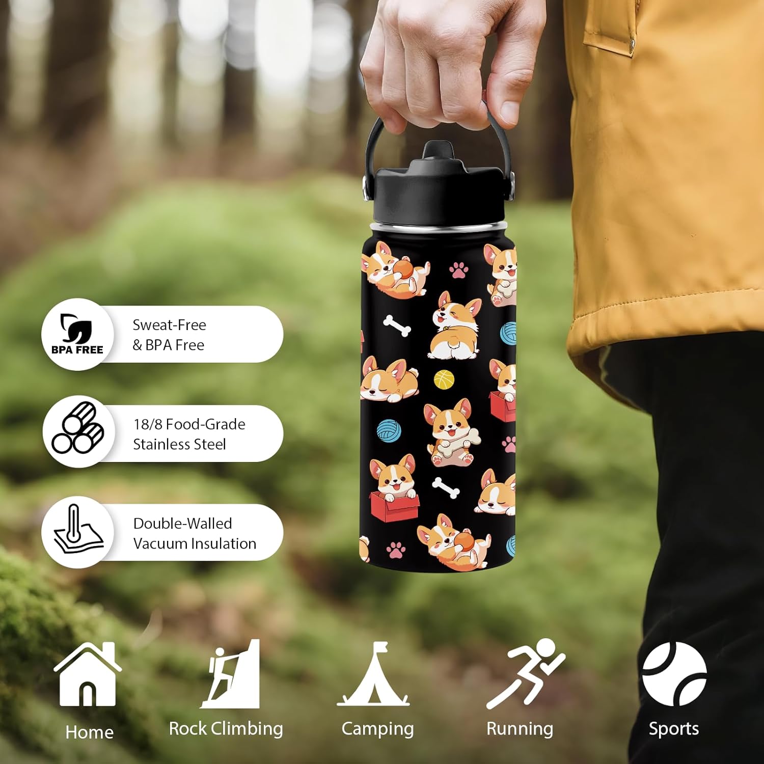 Corgi Gifts for Corgi Lovers - 32oz Corgis Themed Insulated Water Bottle with Straw - Christmas Birthday Gifts for Women, Dog Lover - Corgis Stainless Steel Coffee Cup for Sports, Gym, Travel, School - Image 7