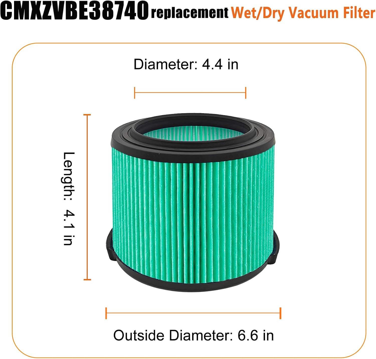 38740 Filters Replaces CMXZVBE38740 Craftsman Filter, fits CMXEVBE17040, Replaces Filter 1/2 Height, Fits 3 Gallon, 4 Gallon Craftsman Shop Vacuums 1988+-2 Pack