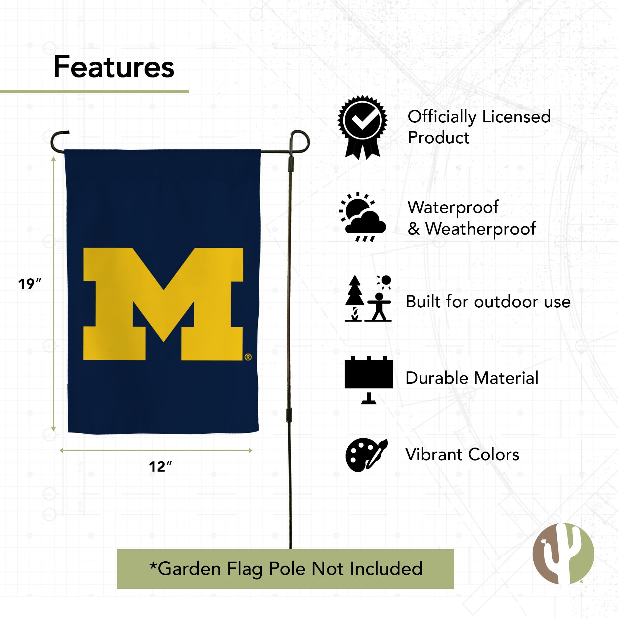 University Of Michigan Gartenflagge – Doppelseitig, 100% Polyester, Offiziell Lizenziert