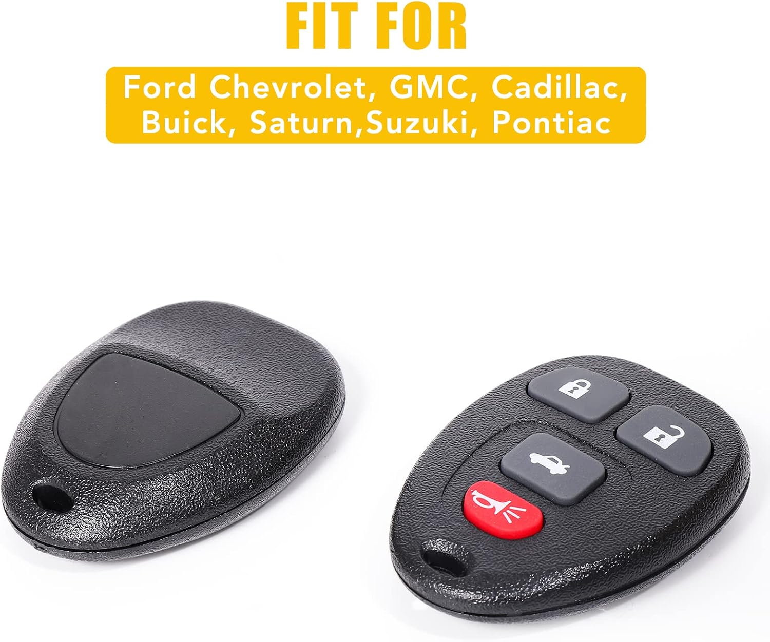 Key Fob Replacement Fits for Chevy Malibu Cobalt Pontiac Grand Prix G5 G6 Solstice Saturn Sky Aura 2005 2006 2007 2008 2009 2010, #15252034 KOBGT04A, 4 Button Car Keyless Entry Remote Control Set 2