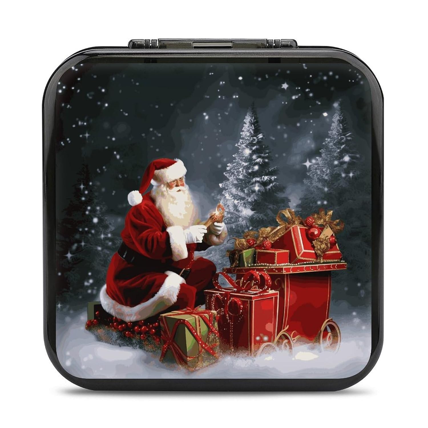 Merry Christmas Santa's Switch Game Case Switch Game Holder Cartridge Case Storage 24 Games & 2 Micro Sd Card Slots, Travel Carry Cases, Portable Games Card Storage, Hard Shell, Buckle Closure