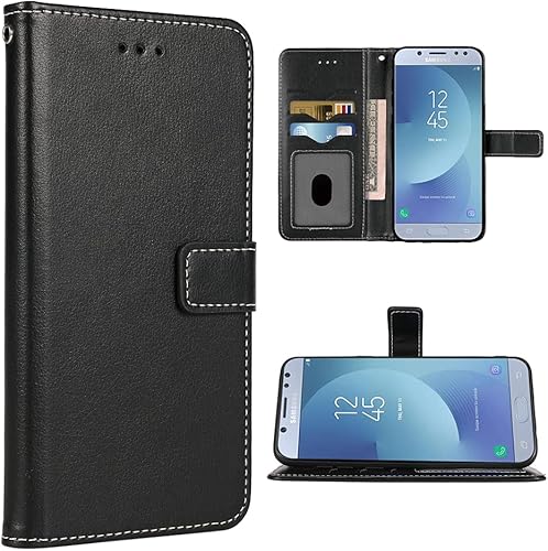 Compatible con Samsung Galaxy J5 2017 Funda tipo cartera con correa de muñeca con correa de cuero para tarjetero, soporte para tarjetas, accesorios