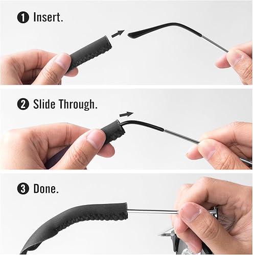 Miniatura 5 de MoKo Retenedor de lentes de neopreno (paquete de 2) de ajuste universal, retenedor de lentes de sol deportivos sin cola, correa de gafas de sol de