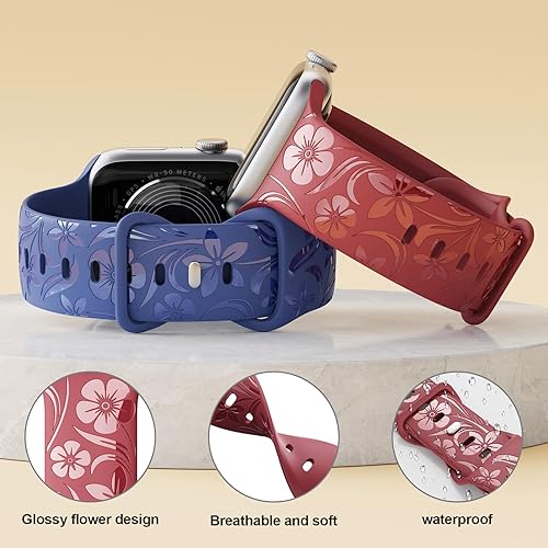 Miniatura 3 de Correa de reloj compatible con Apple Watch Band de 1.49, 1.57, 1.61, 1.65, 1.73, 1.77 y 1.77 pulgadas, correa de diseñador de flores silvestres