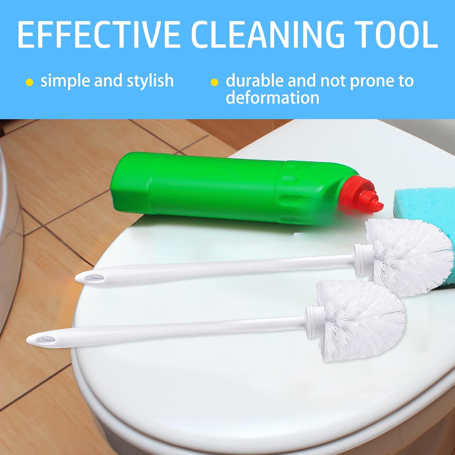 20 Pcs 14.2 Inch Toilet Brush Long Handle Toilet Bowl Brush Plastic Scrubber with Hook Hole White Soft Bristle Cleaner Handled for Bathroom Cleaning Supplies