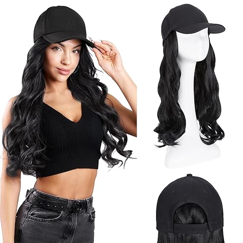 Miniatura 31 de Hairro Cap with Hair Attached For Women Wig Hat with Hair Short Bob style Synthetic Wavy Curly Adjustable Ball Cap Wiggy Hair Extensions 8" 180g #1