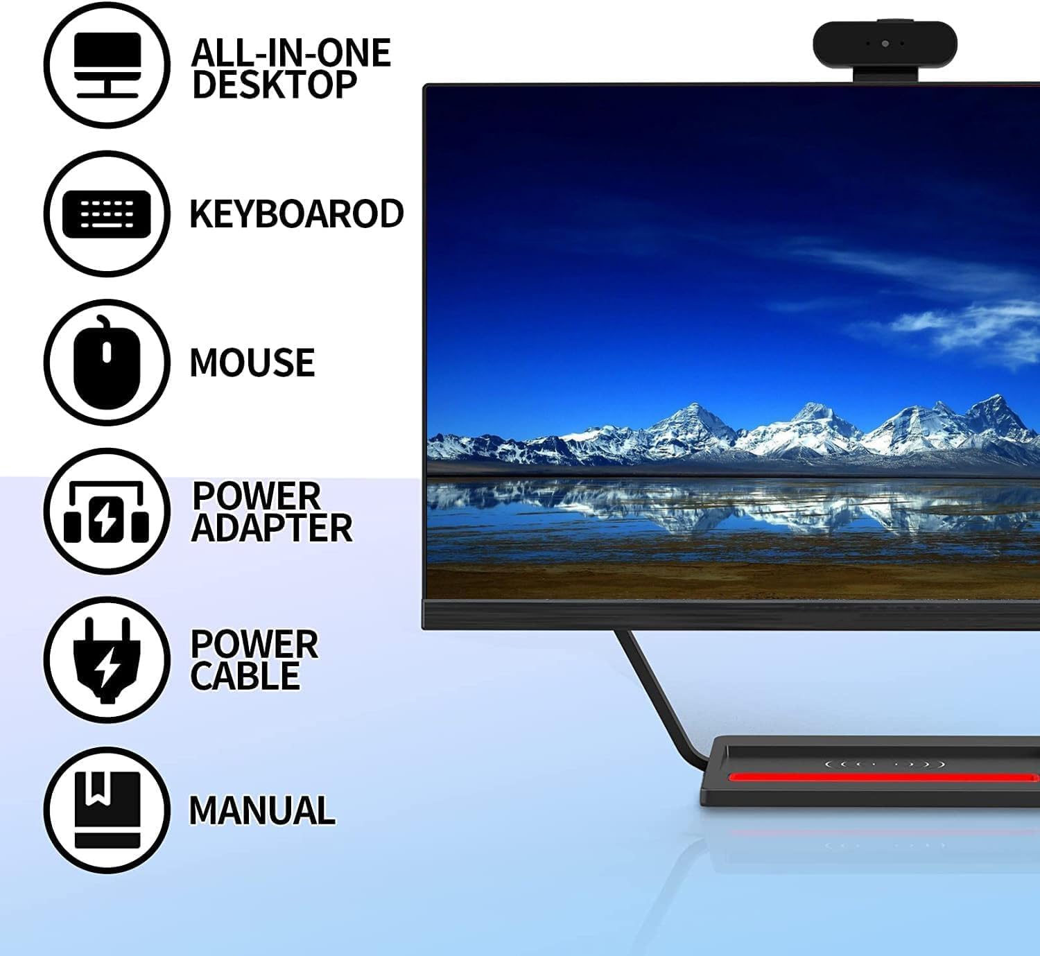 All-in-One Desktop Computer 23.8" IPS Core i5-7300HQ 16GB RAM 512GB SSD with Keyboard & Mouse Detachable Webcam Wi-Fi 6 Bluetooth 5.3 Wireless Charging Type-C Gigabit LAN Ideal for Home Office Study