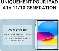 JADEMALL Bluetooth Billentyűzet Trackpaddel iPad A16 11. Generációhoz (2025) és 10. Generációhoz (2022) - Levehető AZERTY Billentyűzet Érint 2