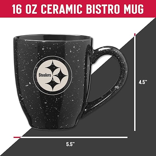 Miniatura 260 de Rico Industries, NFL Football - Taza de café de 16 oz de cerámica moteada, grabada con láser y de color de los equipos de fútbol americano de la NFL