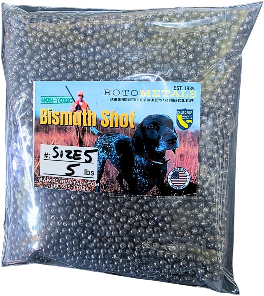 RotoMetals Bismuth Shot Alloy for Reloading Shells #5 (~.12 inch, 3.05 mm) 5 pounds- Made in USA