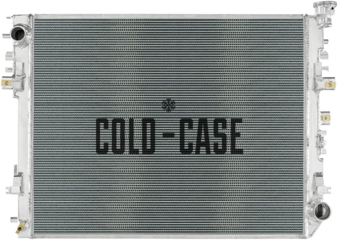 Cold Case Radiator, 33.6 in W x 22.75 in H x 1.75 in D, Driver Side Inlet, Passenger Side Outlet, Aluminum, Polished, compatible with Dodge Ram Fullsize Truck 2009-20, Each