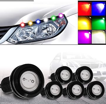 6Pcs 18mm Green Eagle Eyes LED Fog DRL Bulbs, Easy DIY Installation Aluminum Alloy, Corrosion Resistant, Tempered Glass, Waterproof, Suitable for Car Motorcycle & Trunk