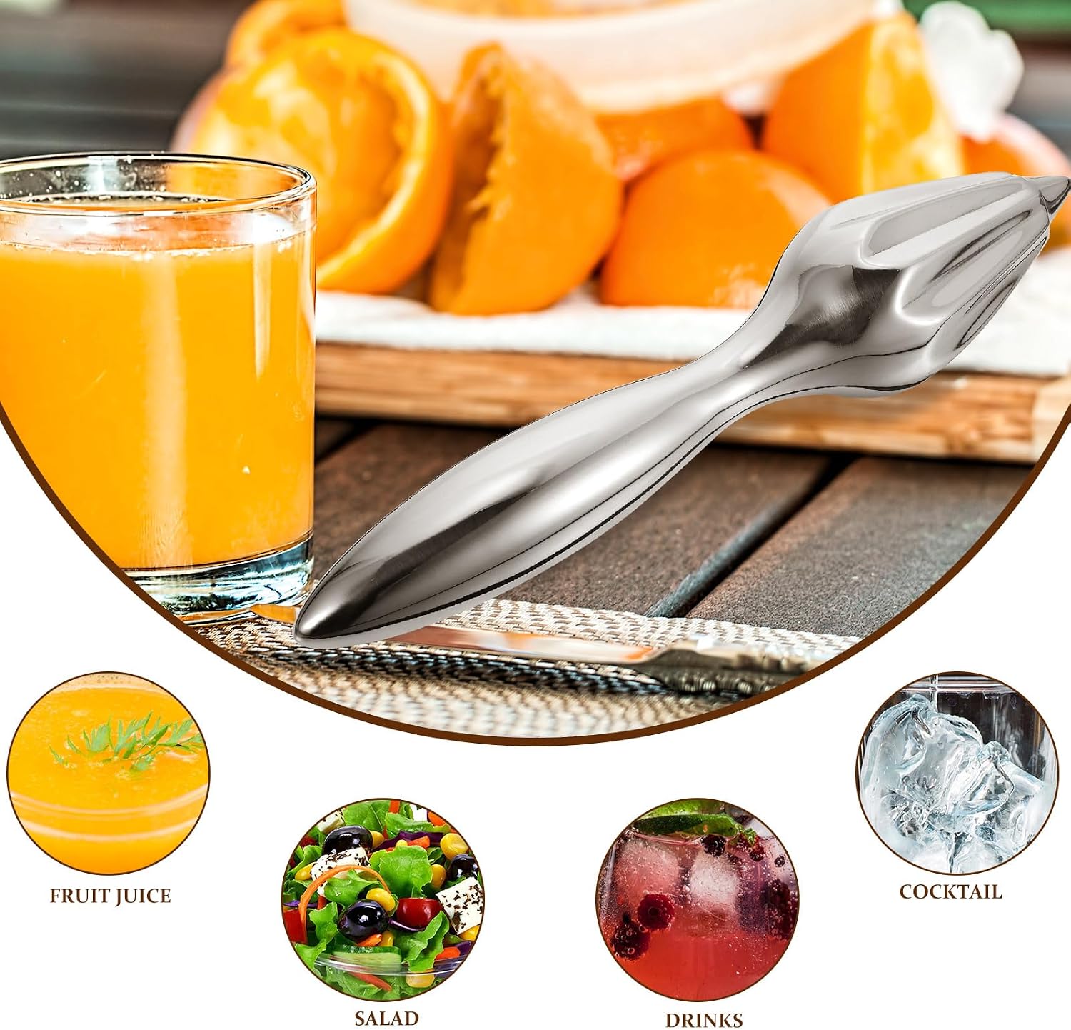 YARNOW Manual Citrus Reamer Handheld Fruit Squeezer Stainless Steel Citrus Juicer for Lemon Orange Juice Extraction Kitchen Supply 7.87 X 1.77 X 1.77 in