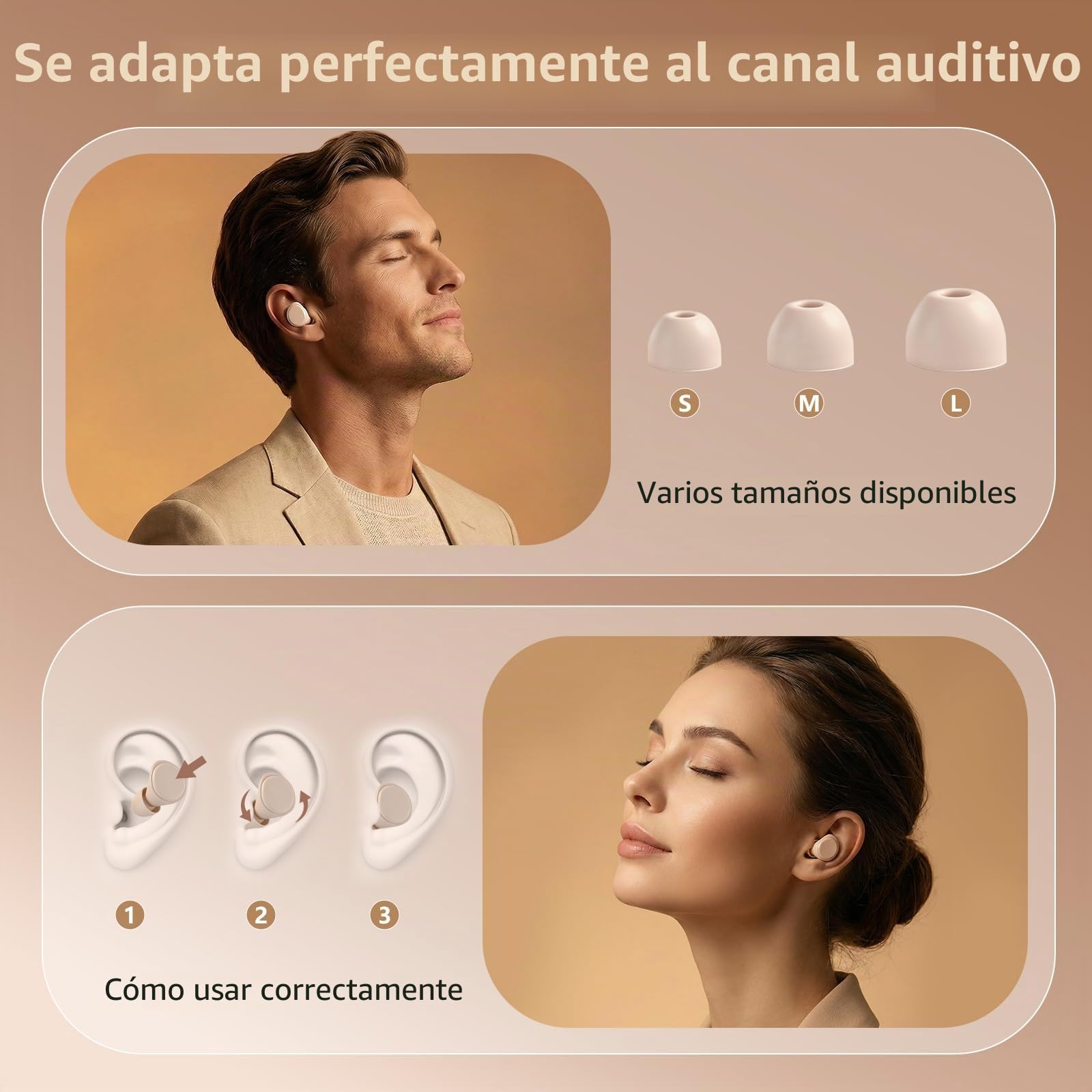 Tapones Oidos Ruido Dormir, 36 dB Tapones Oidos Cancelacion De Ruido, Suaves y Reutilizables Silicona, Viene Con Un Práctico, 3 Tamaños (S/M/L), Adecuado Para Dormir, Viajar, Conciertos