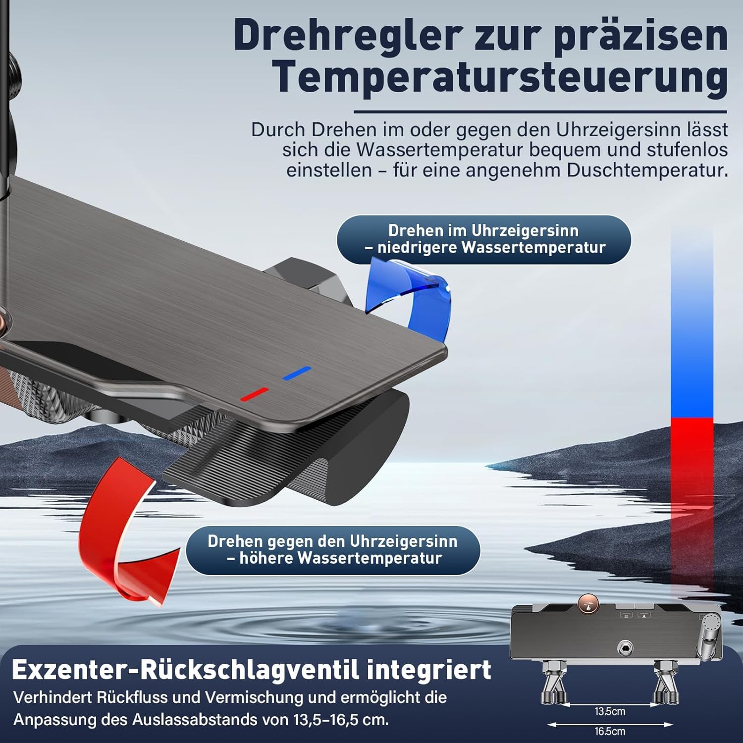 Duschsystem mit Armatur, XXL Regendusche Komplettset mit Klaviertasten-Bedienung, 4 Funktionen Duscharmatur Set, Höhenverstellbar 83-110cm, Messing & Gehärtetes Glas, Duschamatur für Badewanne