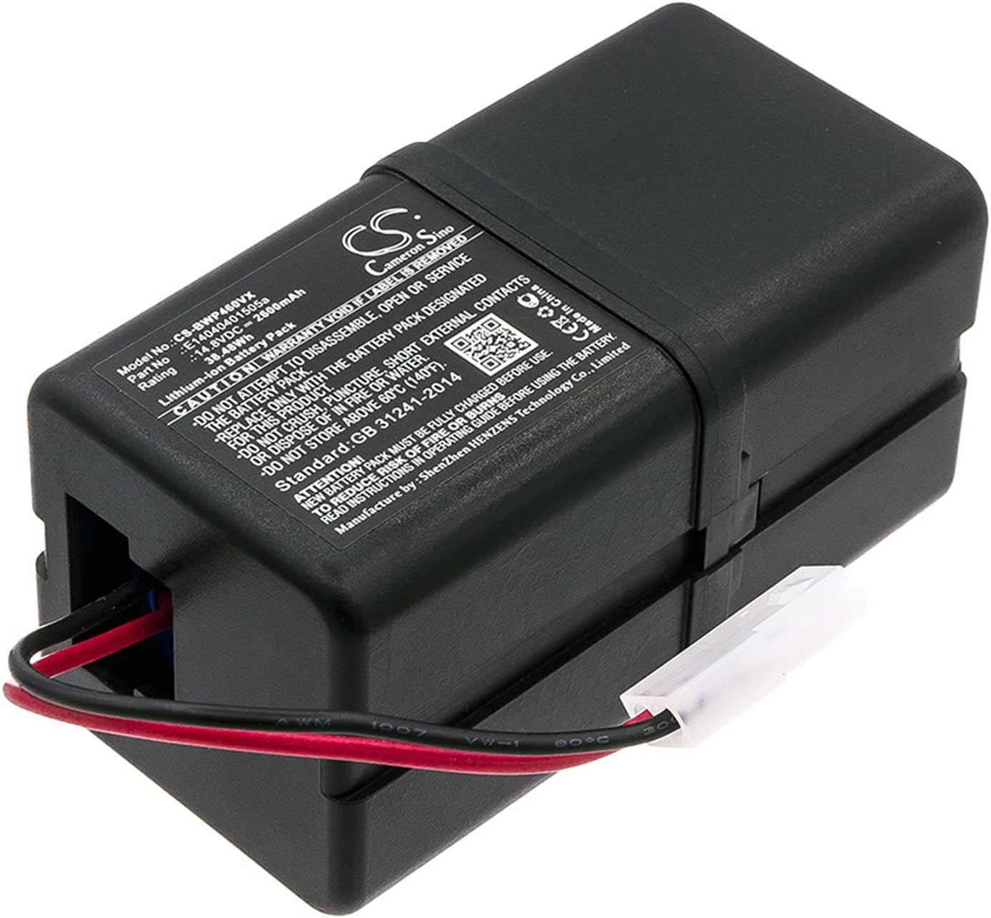 Cameron Sino Battery for Bobsweep Bob PetHair, Junior, WJ540011, WP460011RO PN:Bobsweep E14040401505a 2600mAh / 38.48Wh
