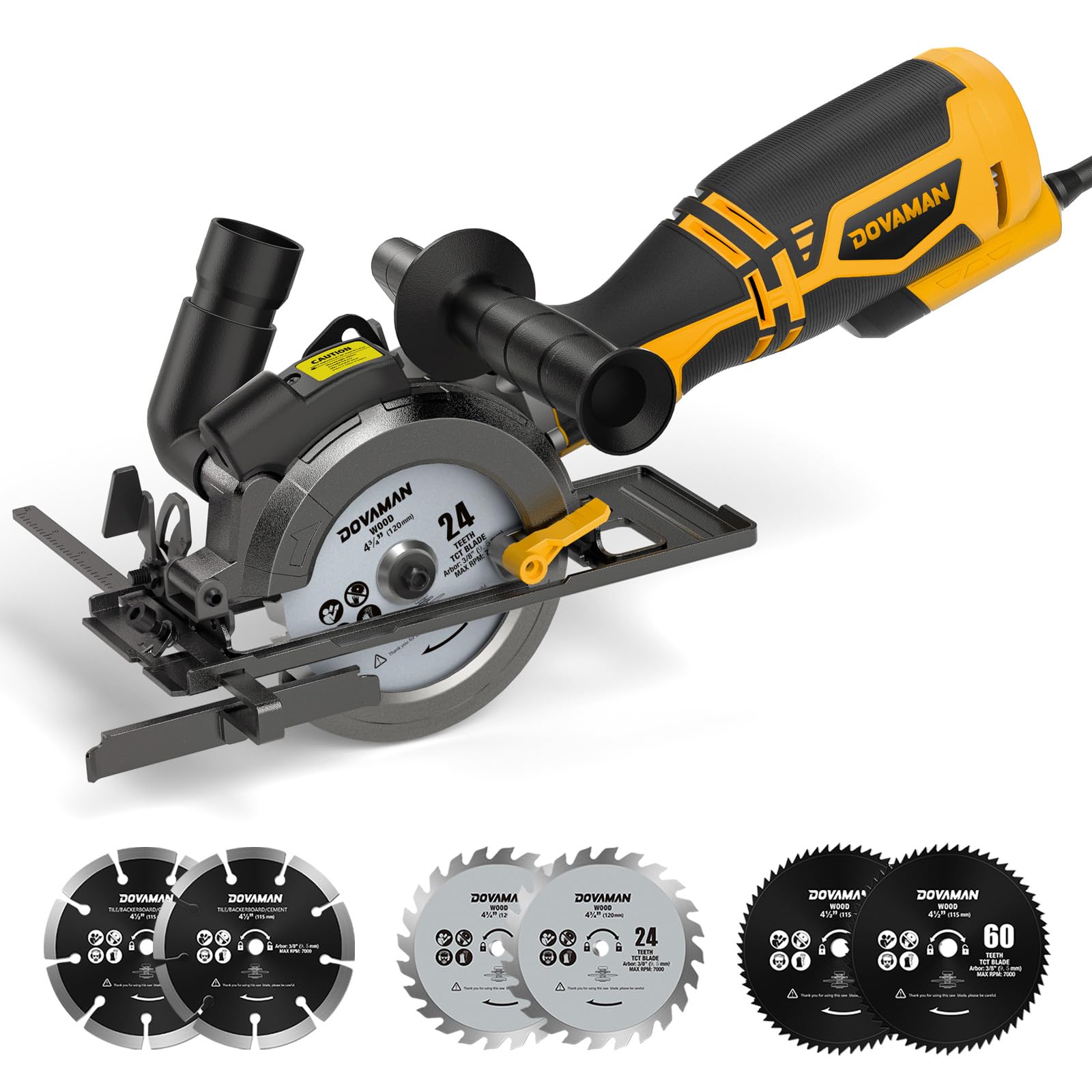 DOVAMAN Circular Saw, 5.8A 4-1/2" Circular Saw w/Laser &amp; Auxiliary Handle