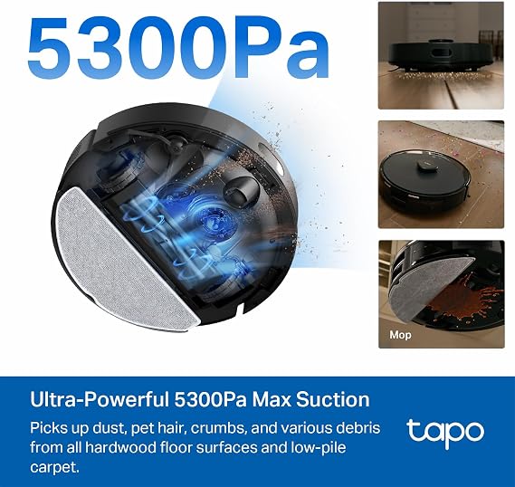 Tapo LiDAR Robot Vacuum and Mop with Self-Emptying Dock, RV30 Max Plus