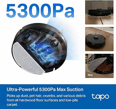 Tapo LiDAR Robot Vacuum and Mop with Self-Emptying Dock, RV30 Max Plus
