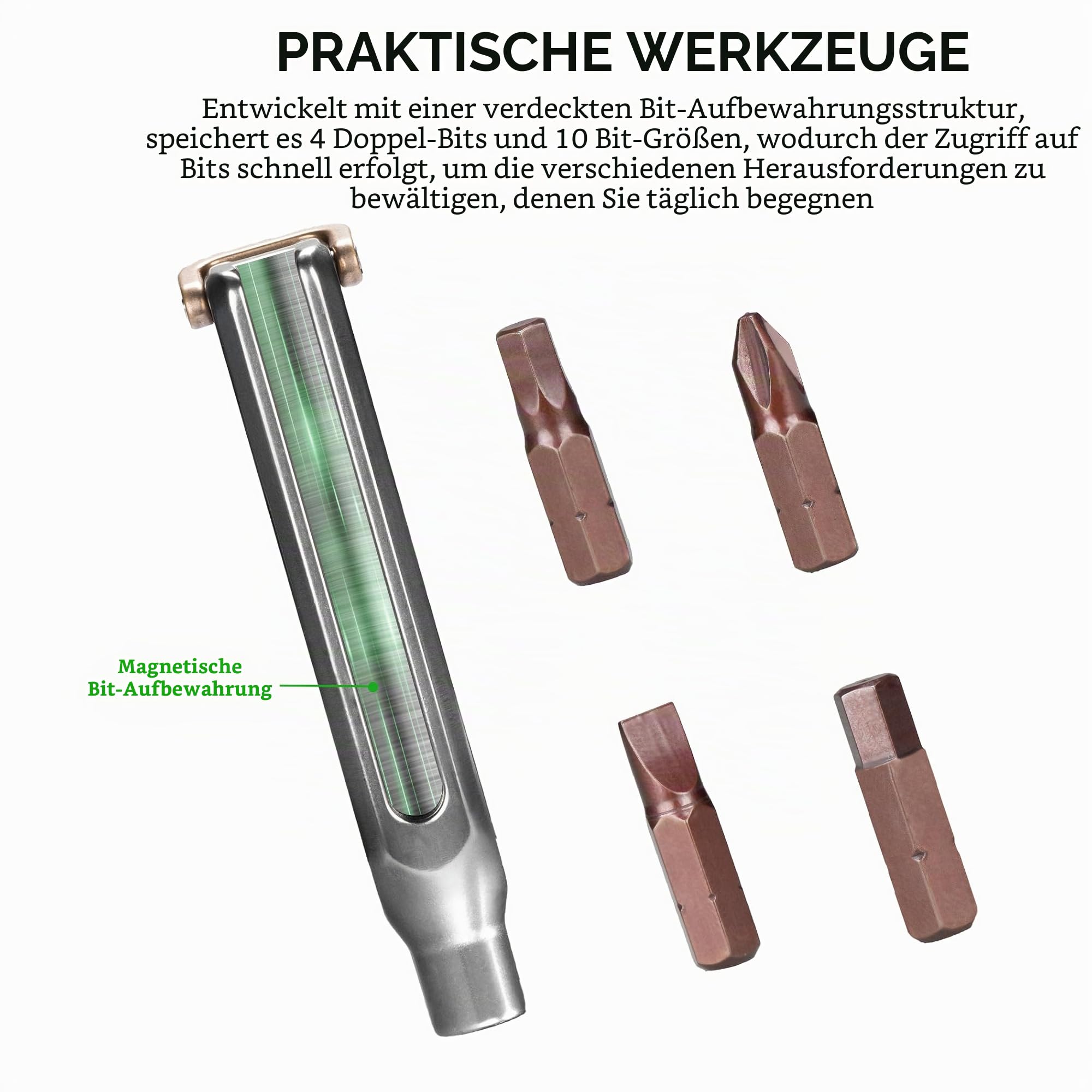 FANAUE Kleiner EDC-Multi-Bit-Taschen-Schraubendreher, professionelles magnetisches Reparaturwerkzeug-Set, 10-in-1-Mini-Präzisions-Schraubendreher-Set, magnetisches Reparatur-Multitool für den