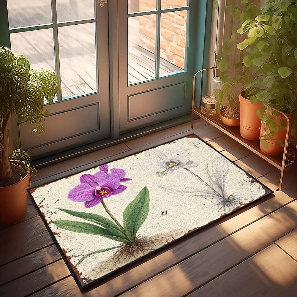 Paillasson Home Sweet Home orchidées pour embellir votre entrée