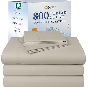 California Design Den Split King Sheet Set - Luxury 800 Thread Count 100 Cotton Sateen Bedding Set with