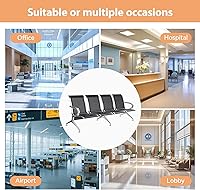 Vista 5 de Kinfant Sillas de sala de espera – Sillas de recepción de conexión de 4 asientos, sillas de sala de espera con brazos y marco de acero inoxidable