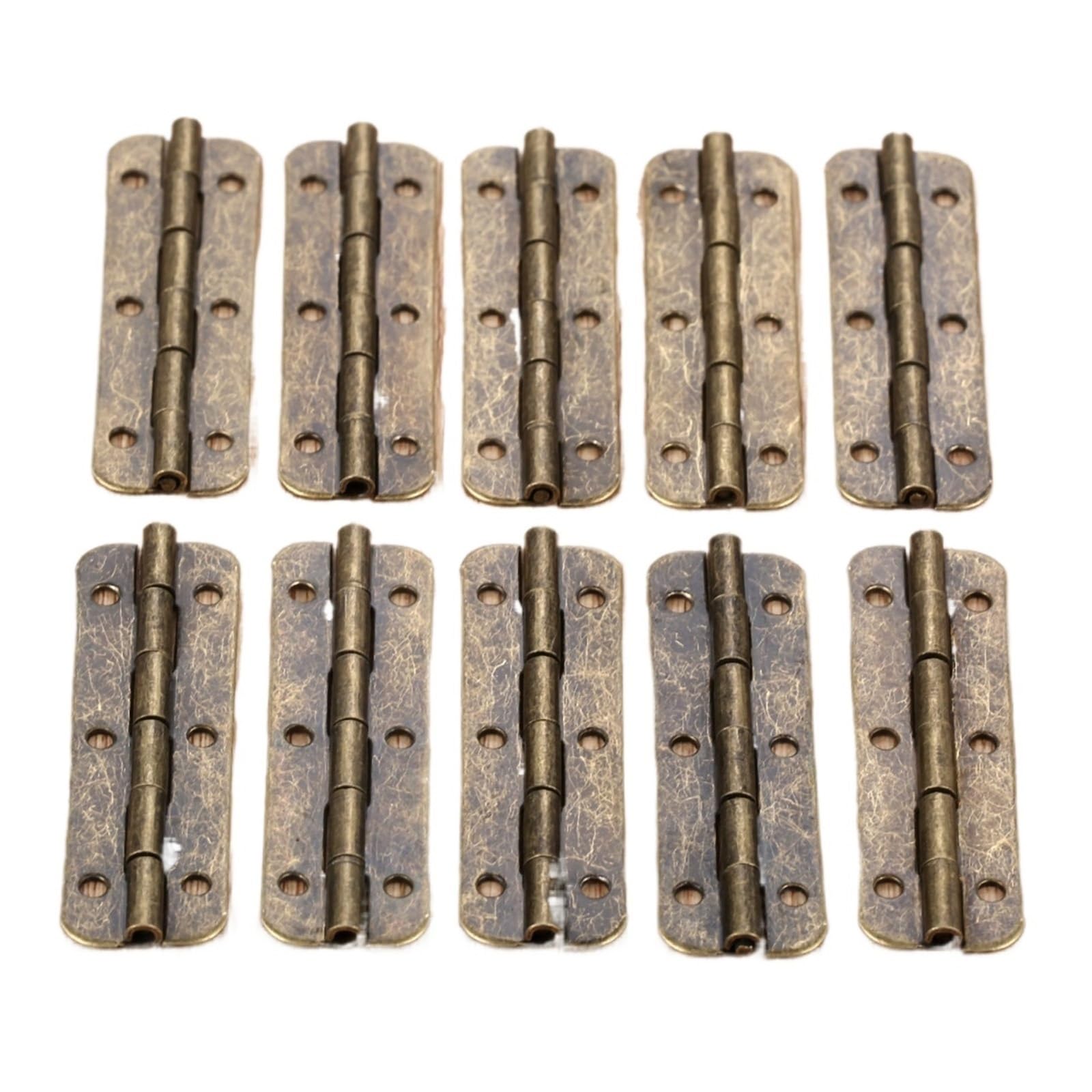 Huwoyg One Color 20Pcs Antique Bronze Cabinet Wood Jewelry Box Gift Wine Case Retro Decor Funiture Long Hinges 6 Holes For Gate