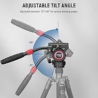 Vista 5 de NEEWER Cabezal de vídeo para trípode fluido con placa de liberación rápida, mango telescópico y base panorámica escalada (⌀55mm), carga máxima