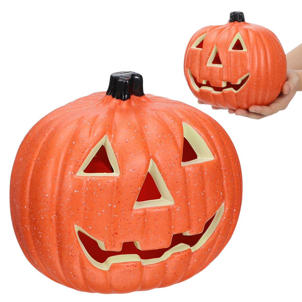 BESPORTBLE Halloween Light Up Pumpkin Jack O Lantern LED Indoor/Outdoor Decoration Hollow Out Jack-o-Lantern Props Table Vintage Decor up o Lanterns Decorations Glow Plastic 7.5x5.5 Inch