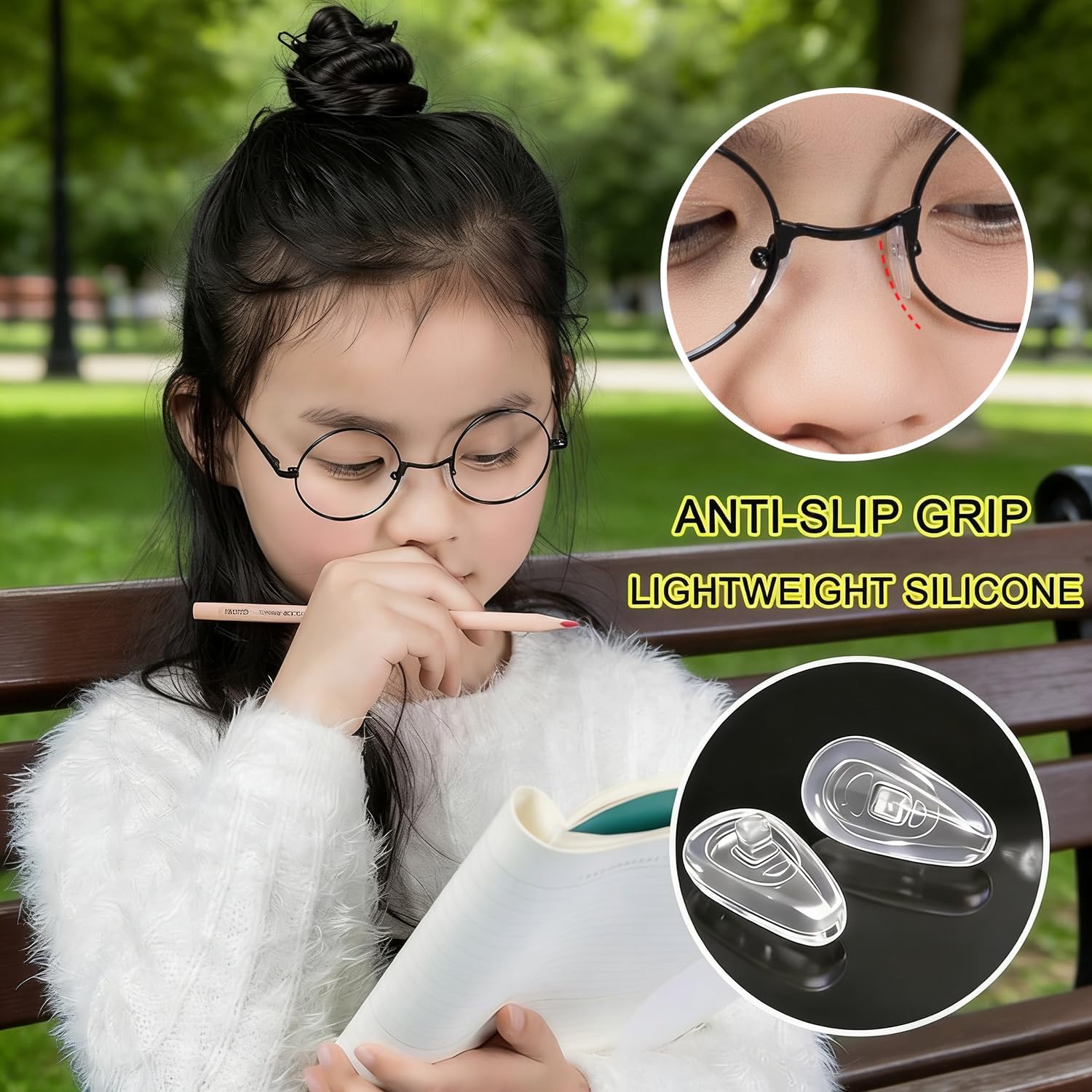 5-Pairs Silicone Eyeglass Nose Pads, Pressure-Reducing Air Chamber Design | Screw-in Style Glasses Nose Pads Replacement Kit, Anti-Slip & Easy Install, Fit for Most Eyeglasses & Sunglasses image 5