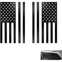 2PCS Rear Window American Flag Decals, Matte Black USA Flag Vinyl Sticker, DIY Self-adhesive Waterproof Cuttable Side Window Patriotic Decoration for Car SUVs Trucks29" x 16"