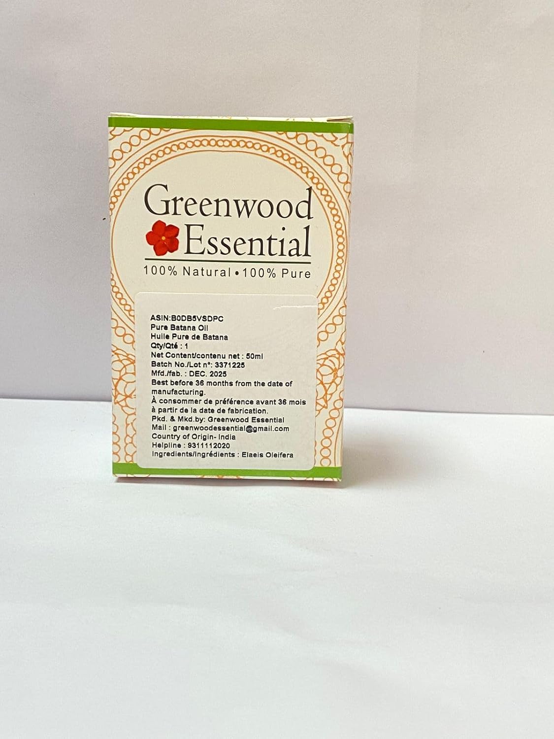 Greenwood Essential Pure Batana Oil (Elaeis Oleifera) Cold Pressed 50ml (1.69 oz)