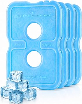 Slim Ice Packs for Lunch Boxes & Coolers, 4 Packs 7.08" L x 4.72" W Reusable BPA-Free Quick Freeze Ice Packs, Long-Lasting Ice Packs for Outdoor, Work, Beach, Camping, Fishing