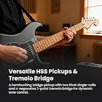 Vista 3 de Fender Squier Affinity Stratocaster HSS - Paquete Charcoal Frost Metallic con amplificador Frontman 10G, cable, funda, correa, púas, lecciones