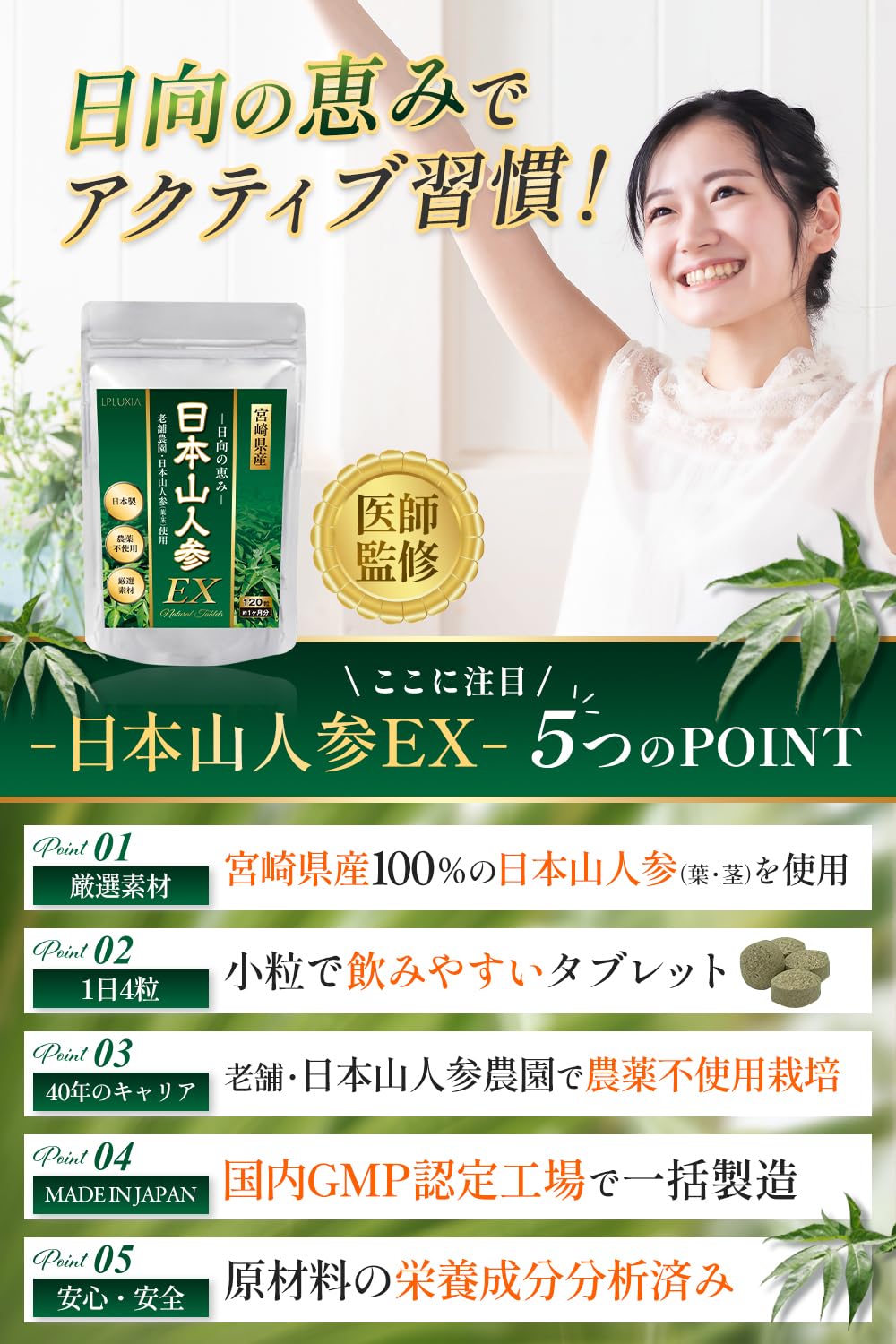 Amazon | 【循環器内科医監修】日本山人参（葉・茎のみ使用） 日向当帰