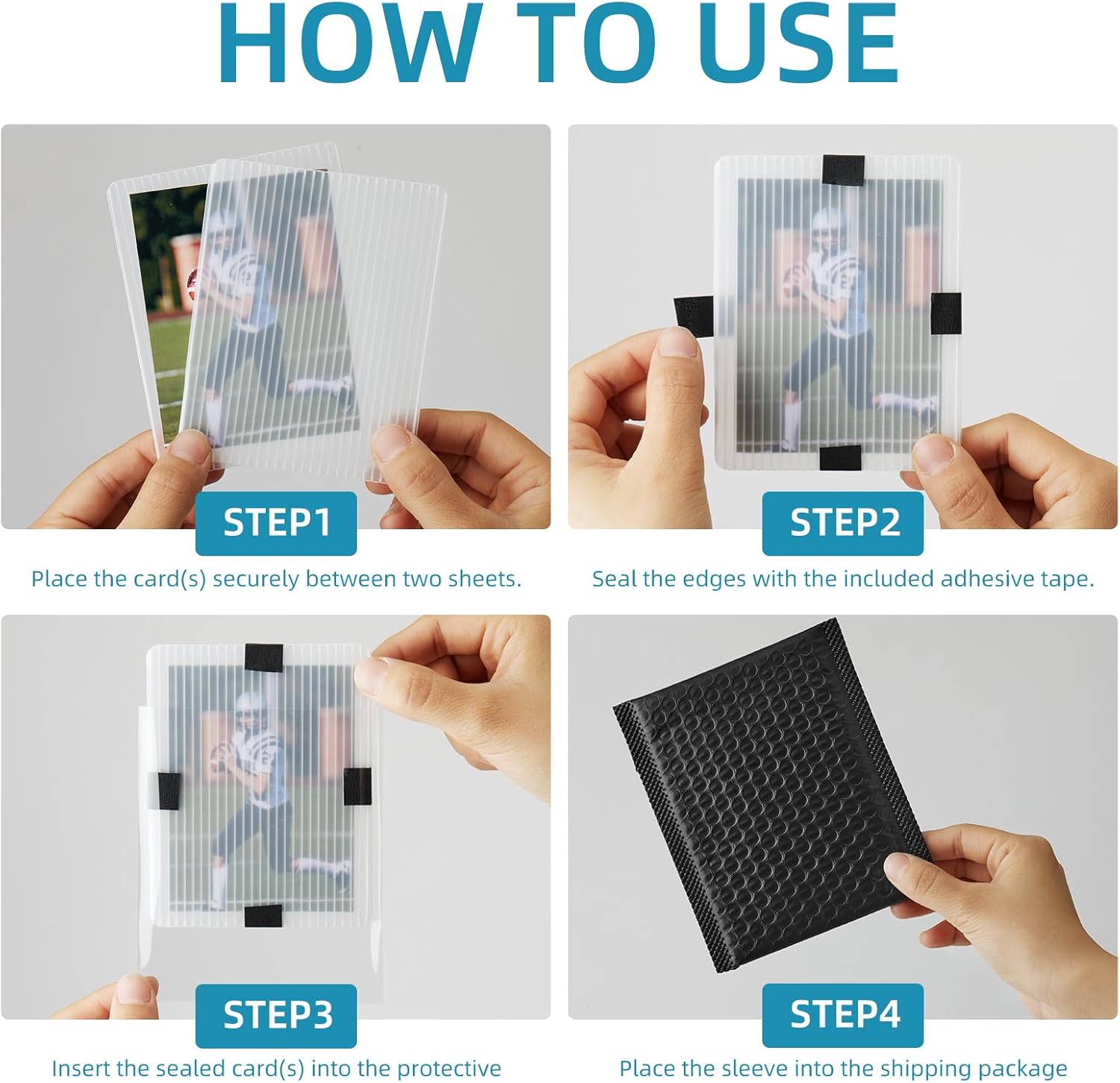 242 Pcs Trading Card Shipping Protector Set Include 120 3.5" x 4.5" Plastic Trading Card Shipping Supplies 60 soft sleeves 60 Bubble Mailers and 2 Masking Tape Better Than Corrugated Cardboard Sheets