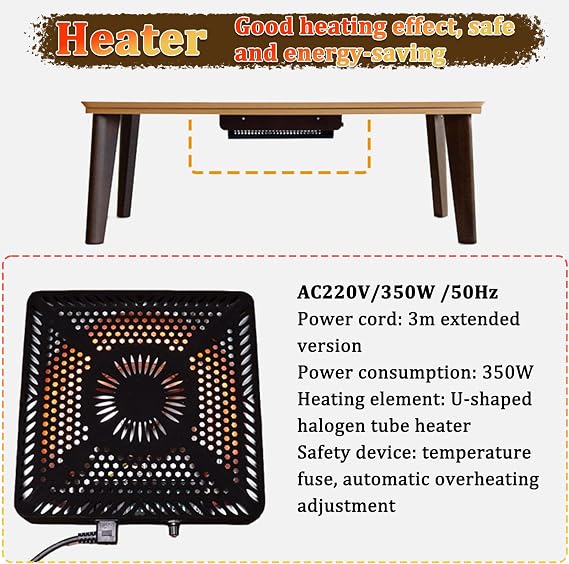Kotatsu Table Casual Solid Wood Japanese Heated Table Coffee Tables Width 75/105cm X Depth 75cm Square Rectangula Floor Heated Table With Switch Temperature Control