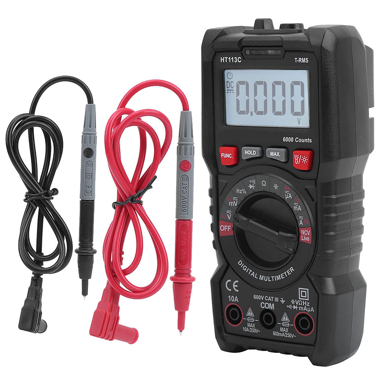 Tester di portata automatica multimetro digitale con display a LED per elettricisti (HT113C)