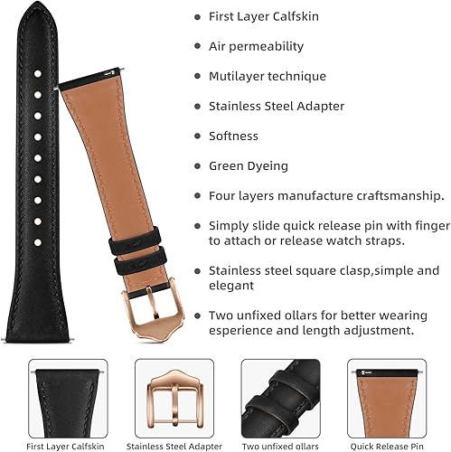 Miniatura 3 de OXWALLEN Correa de reloj de piel de liberación rápida de 0.78 pulgadas compatible con Samsung Galaxy Watch 6 5 4 Band 1.575 in 1.732 inWatch 5 Pro