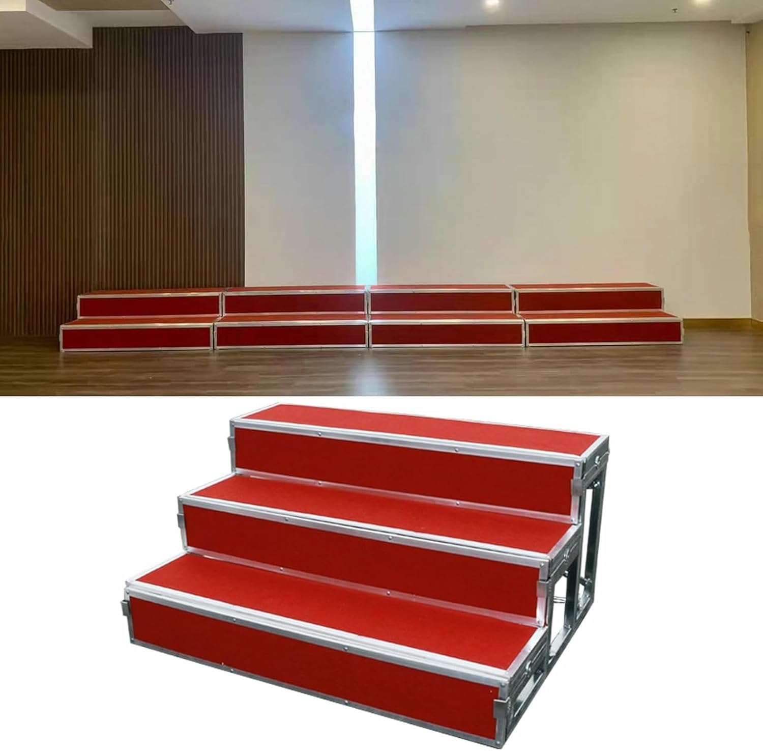 Tiered Choral Risers Platform for Concert Hall, Multi-Functional Choir Step Treads Lecture Stands, Floor Standing Group Shot Stair Stool