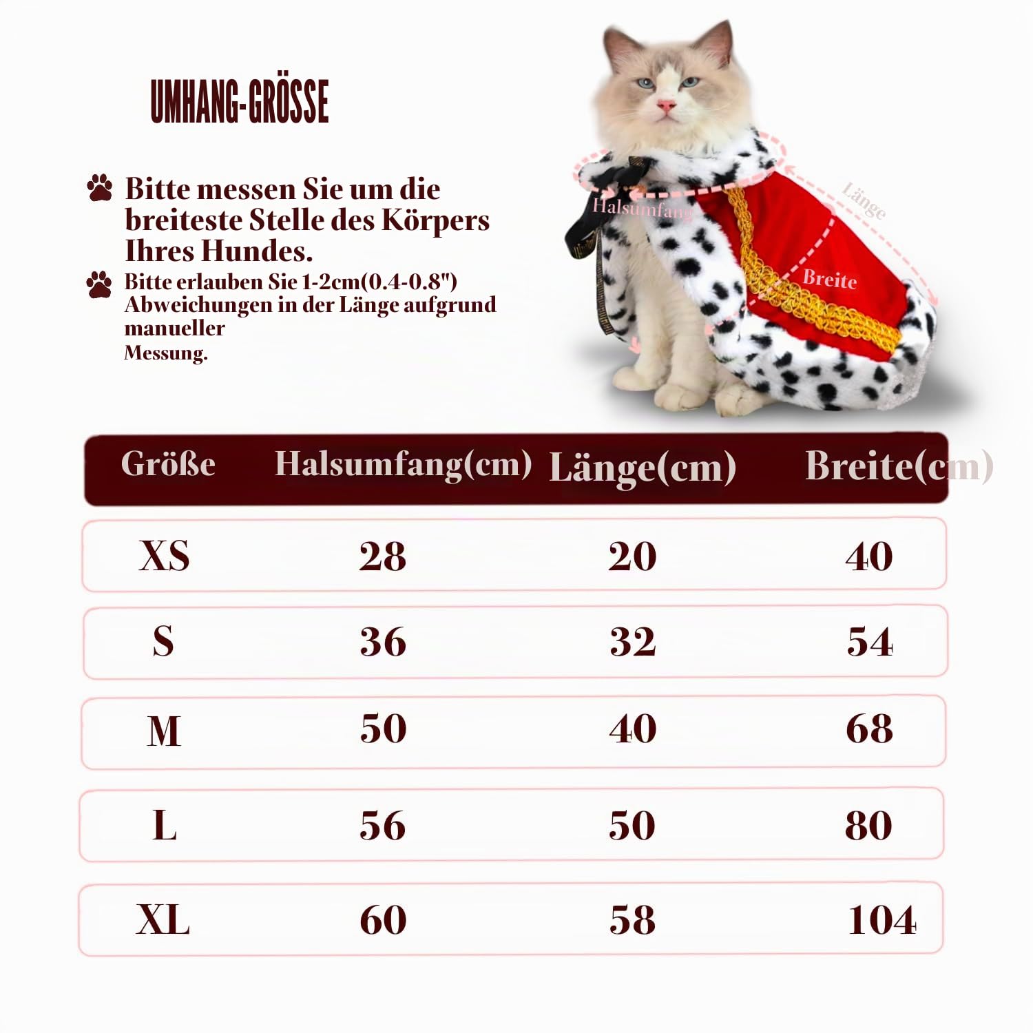 Lovelyshop Pet Serial Lux Mantel für Katzen und Hunde, für Halloween-Kostüme, König, Königin, Prinz und Prinzessin, Cosplay-S Rot