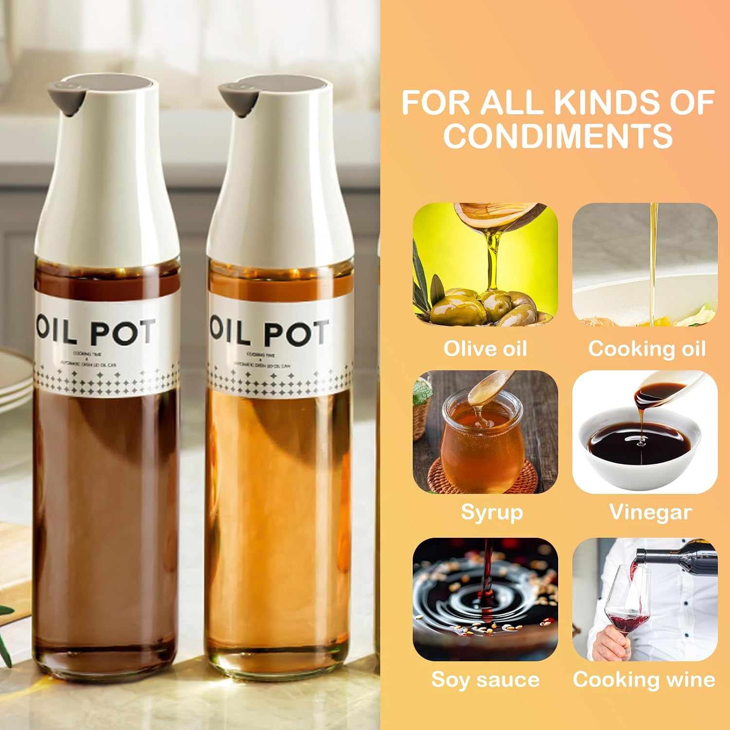 17oz Large Capacity Olive Oil Dispenser, No-Drip Oil & Soy Sauce Bottle for Kitchen