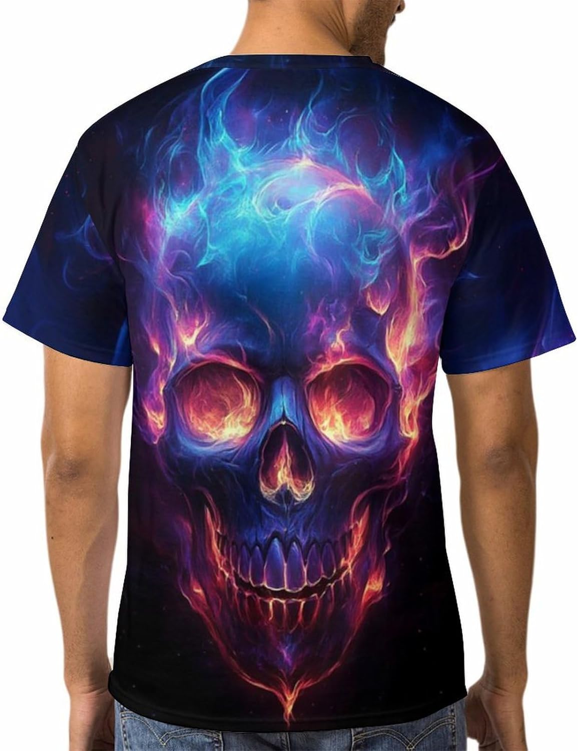 Men's Skull Graphic T-Shirt Summer Short Sleeve Tops - Image 4