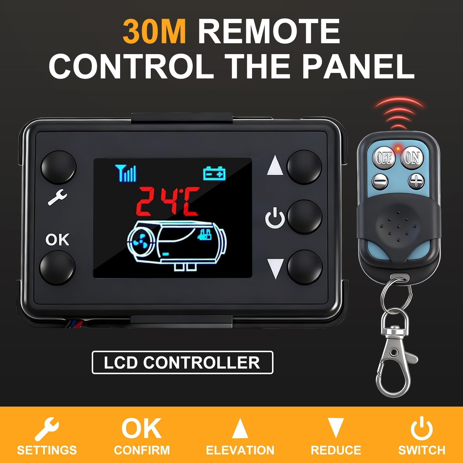 Calentador Diésel Portátil 8KW de 12V con Bluetooth y Mando a Distancia para Garajes, Talleres, Autocaravanas, Barcos y Cabinas – Calefa hasta 20 m²