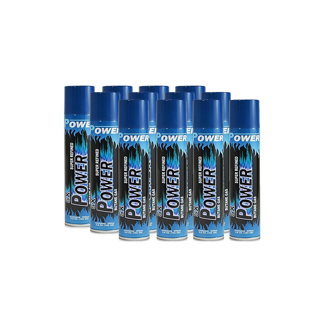 12 x 300ml Universal Feuerzeuggas Nachfüllgas Feuerzeug Butan Gas Butangas inkl. 5 Adapter pro Dose (12)