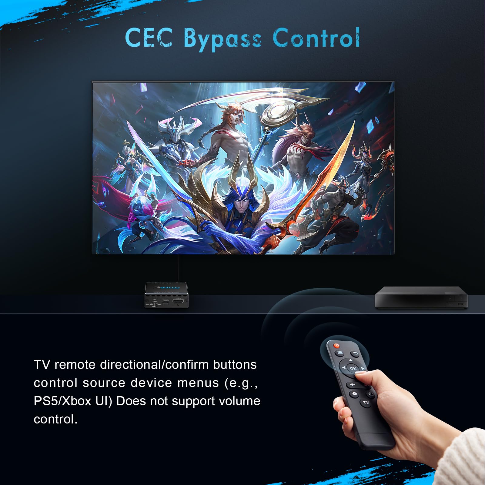 ROFAVEZCO Extracteur Audio HDMI 2.1 eARC 4K@120Hz Dolby Atmos/Vision VRR/ALLM CEC Bypass HDCP2.3 SPDIF Plug & Play pour Soundbars/Sonos ARC/eARC/PS5/Xbox
